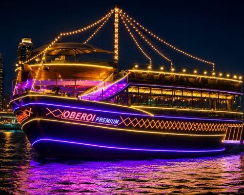 Oberio premium dhow cruise Dubai Creek with dinner at night