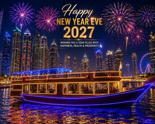 New Year dhow cruise dinner Dubai Marina with fireworks New Year dhow cruise dinner Dubai Marina with fireworks