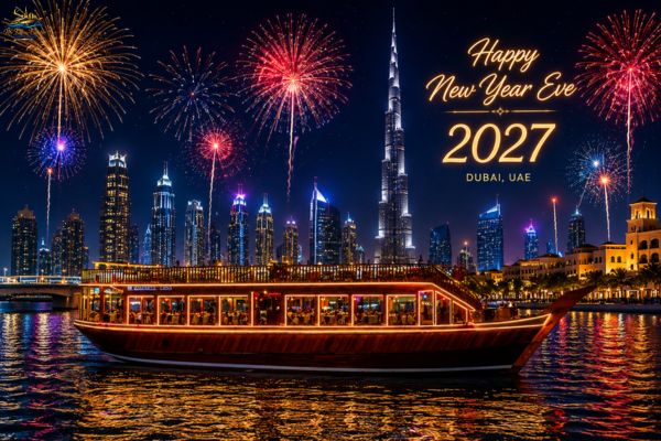 New Year Eve Dhow Cruise Creek - Burj Khalifa Fireworks View Dubai New Year 2027