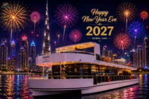 Heaven New Year Luxury Yacht Cruise Dubai 2026/2027 – Burj Khalifa Fireworks with BBQ Buffet Dinner