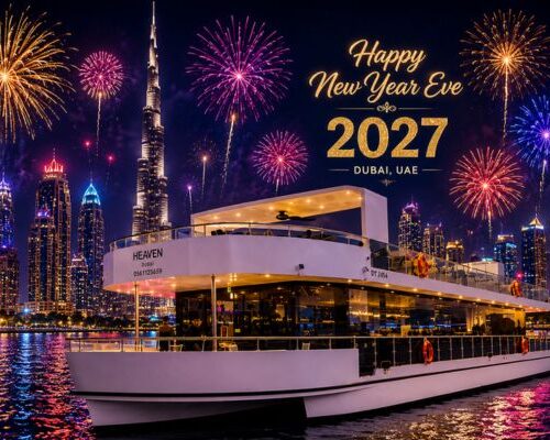 New Year luxury yacht cruise Dubai with Burj Khalifa fireworks New Year Luxury Yacht Cruise Dubai
