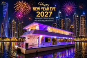 New Year’s Eve Modern Catamaran Cruise Dubai Marina 2027 – Twin-Deck Fireworks Party with Dinner