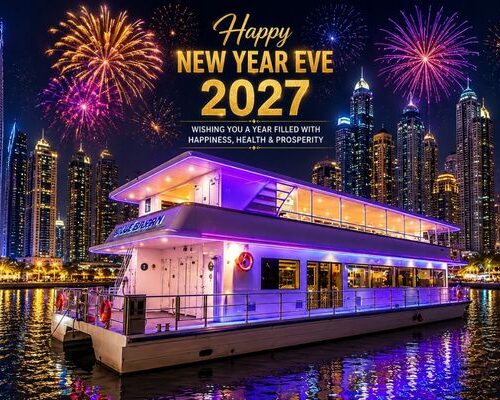 New Year modern catamaran cruise Dubai Marina with fireworks New Year modern catamaran cruise Dubai Marina with fireworks